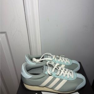 Adidas Women's Light Blue and White Sneakers